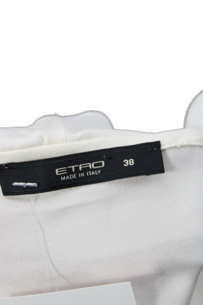 Etro Womens Basic Silk V-Neck Long Sleeve Blouse White Button Size 38