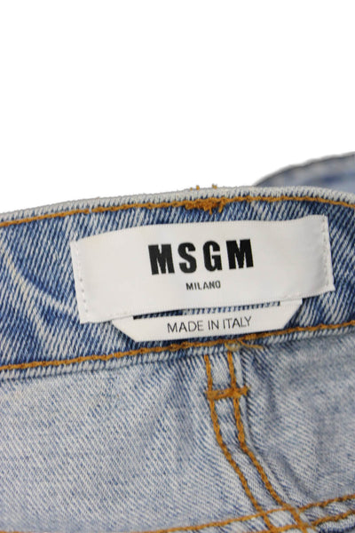 MSGM Womens Cotton Blue Mini Skirt Knee Length Button Size 42