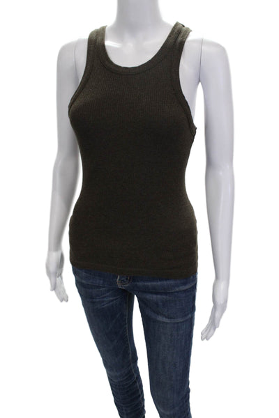 Agolde Women Basic Tank Sleeveless Round Neck Green Size XS