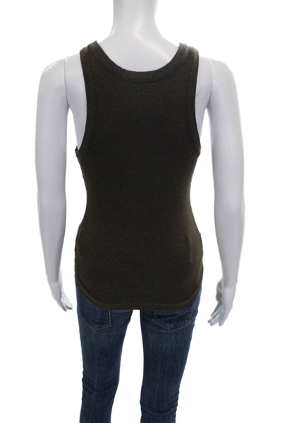 Agolde Women Basic Tank Sleeveless Round Neck Green Size XS