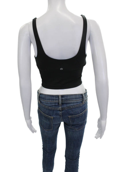 Lululemon Womens V Neck Stretch Knit Sports Bra Black Size 4