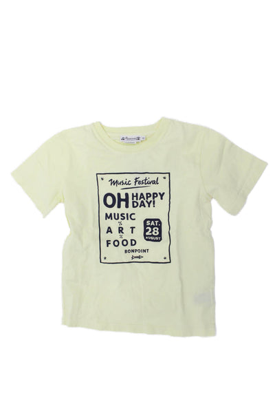 Bonpoint Boys Cotton Graphic Print Crew Neck Short Sleeve T-Shirt Yellow Size 8A