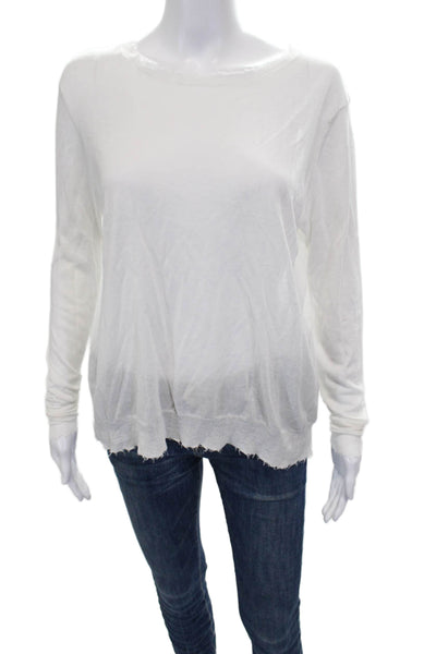 Cotton By Autumn Cashmere Women White Basic T-Shirt Long Sleeve Size M