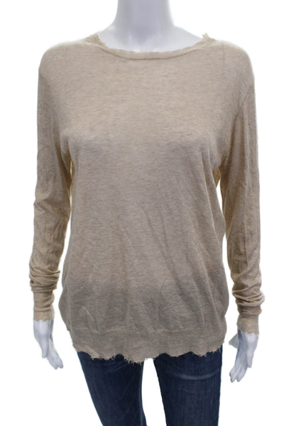 Cotton By Autumn Cashmere Women Beige Crew Neck Pullover Sweater Size M