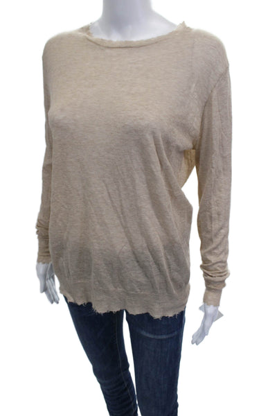 Cotton By Autumn Cashmere Women Beige Crew Neck Pullover Sweater Size M
