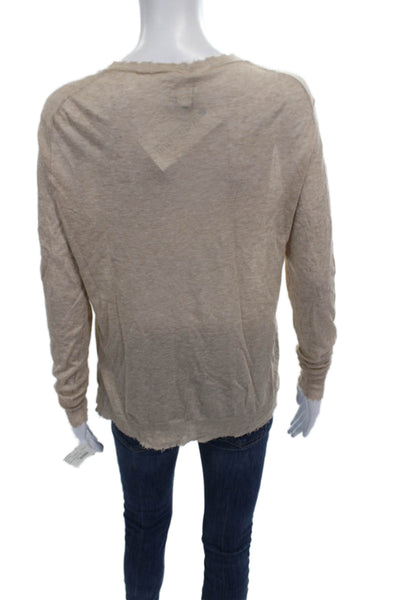 Cotton By Autumn Cashmere Women Beige Crew Neck Pullover Sweater Size M