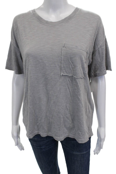 Crown Jewel Womens Basic Gray Crew Neck Short Sleeve T-Shirt Size S