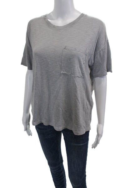 Crown Jewel Womens Basic Gray Crew Neck Short Sleeve T-Shirt Size S