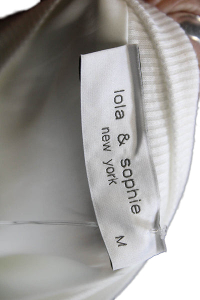 Lola & Sophie Womens Bomber Jacket White Polyester Long Sleeve Size M