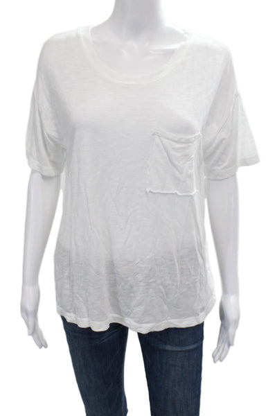 Crown Jewel Women Basic Scoop Neck Modal T-Shirt Short Sleeve White Size S