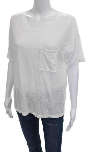 Crown Jewel Women Basic Scoop Neck Modal T-Shirt Short Sleeve White Size S