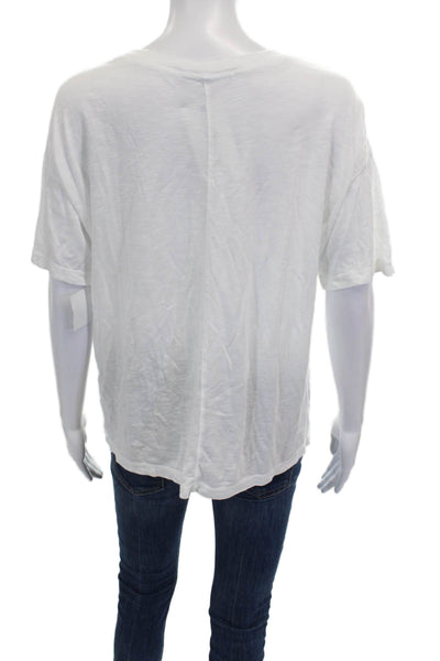 Crown Jewel Women Basic Scoop Neck Modal T-Shirt Short Sleeve White Size S