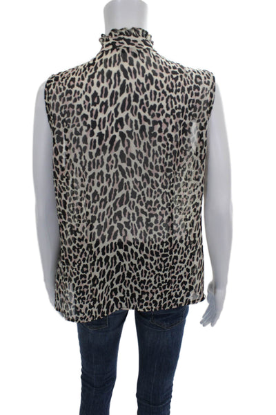Nanette Lepore Womens Silk Animal Print V-Neck Sleeveless Blouse Size 10