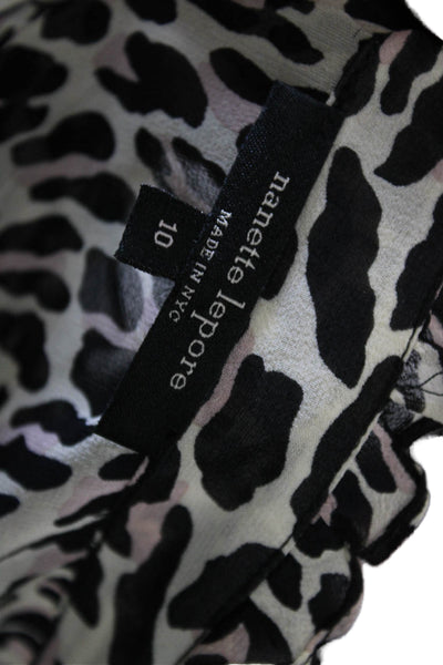 Nanette Lepore Womens Silk Animal Print V-Neck Sleeveless Blouse Size 10