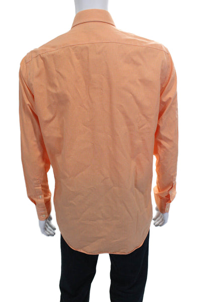 Banana Republic Mens Checkered Long Sleeve Button-Down Shirt Orange Size M