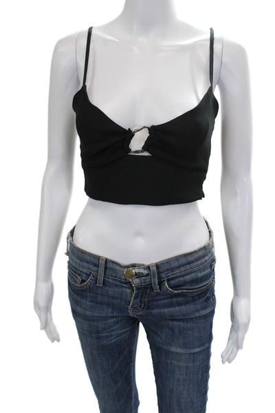 Zara Women Cropped Tank Black Sweetheart Neckline Sleeveless Polyester Size S
