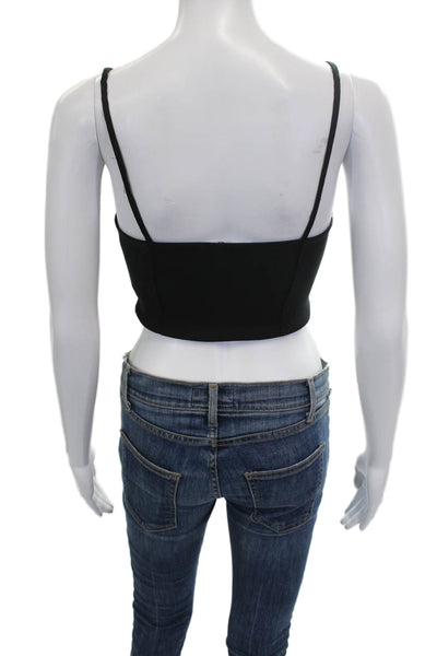 Zara Women Cropped Tank Black Sweetheart Neckline Sleeveless Polyester Size S