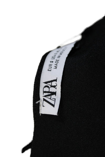 Zara Women Cropped Tank Black Sweetheart Neckline Sleeveless Polyester Size S