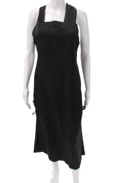Oak + Fort Women Sheath Dress Black Square Neck Sleeveless Polyester Size S