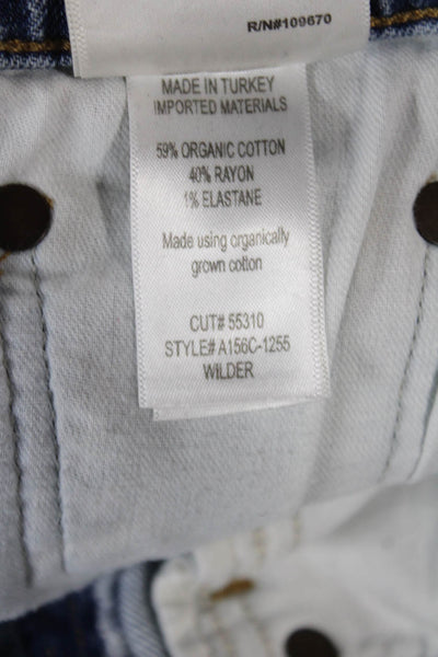 Agolde Womens Tapered Jeans Blue High Rise Button Cotton Size 24