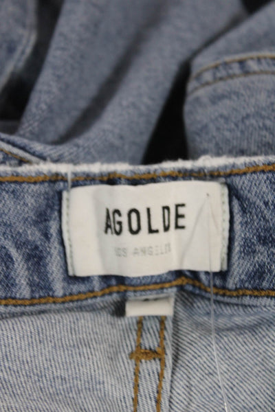 Agolde Womens Tapered Jeans Blue High Rise Button Cotton Size 24