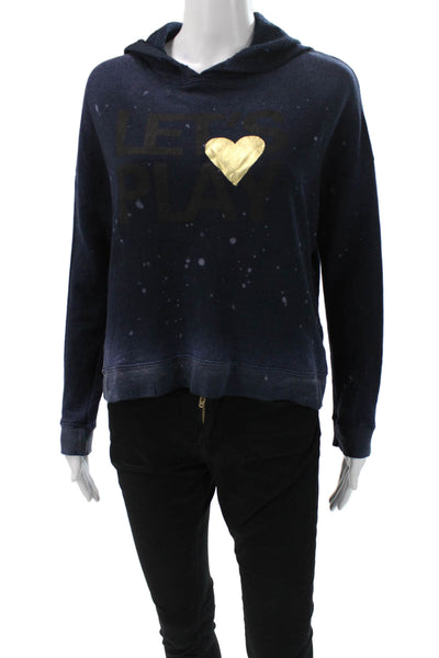Sundry Womens Blue Spotted Cotton Crew Neck Pullover Long Sleeve Size 0