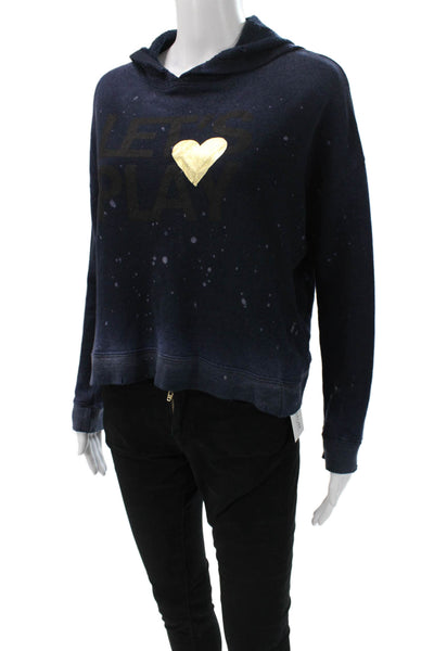 Sundry Womens Blue Spotted Cotton Crew Neck Pullover Long Sleeve Size 0