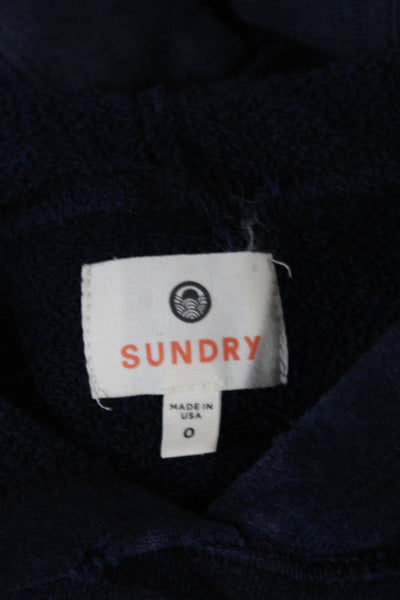 Sundry Womens Blue Spotted Cotton Crew Neck Pullover Long Sleeve Size 0