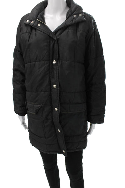 Moschino Jeans Women Black Puffer Jacket Long Sleeve Button Size 8