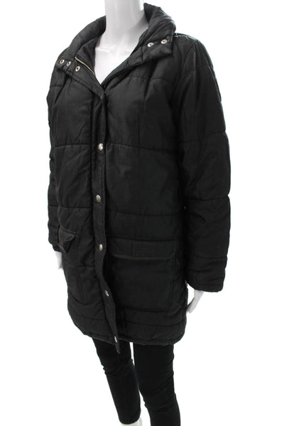 Moschino Jeans Women Black Puffer Jacket Long Sleeve Button Size 8