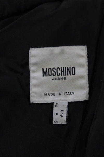 Moschino Jeans Women Black Puffer Jacket Long Sleeve Button Size 8