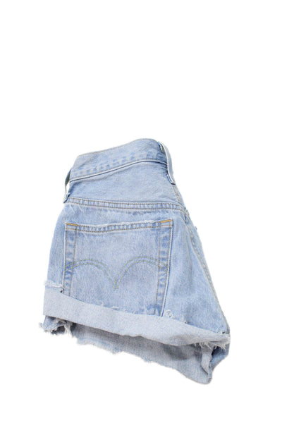 Levi Strauss & Co Women Cut-Off Shorts Blue 100% Cotton Button Size 24
