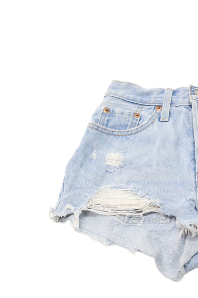 Levi Strauss & Co Women Cut-Off Shorts Blue 100% Cotton Button Size 24