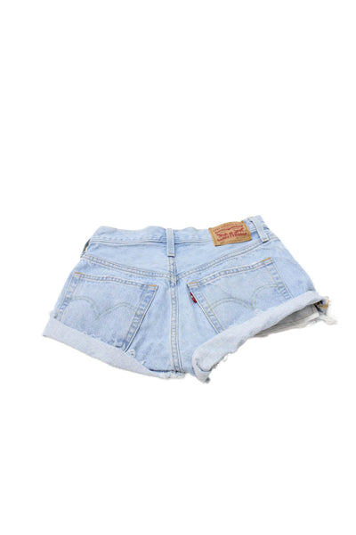 Levi Strauss & Co Women Cut-Off Shorts Blue 100% Cotton Button Size 24