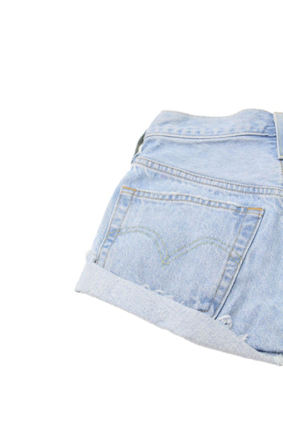 Levi Strauss & Co Women Cut-Off Shorts Blue 100% Cotton Button Size 24
