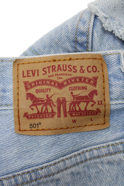 Levi Strauss & Co Women Cut-Off Shorts Blue 100% Cotton Button Size 24