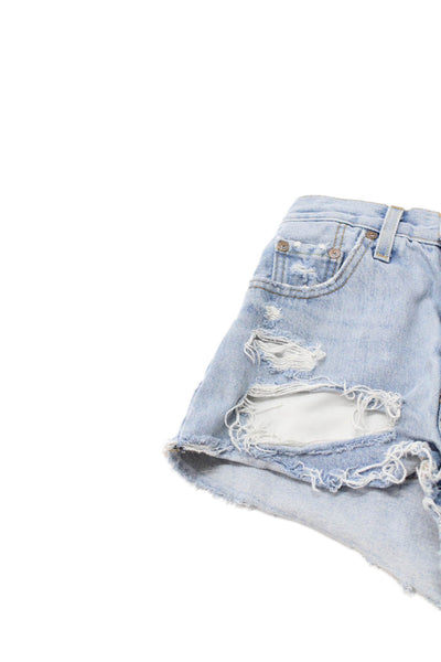 Levi Strauss & Co Women Cut-Off Blue Cotton Shorts Size 23