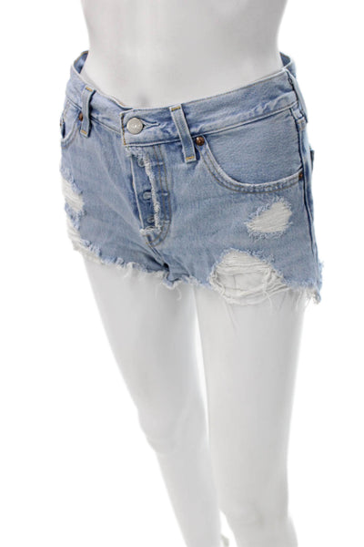 Levi Strauss & Co Women Cut-Off Blue Cotton Shorts Size 25