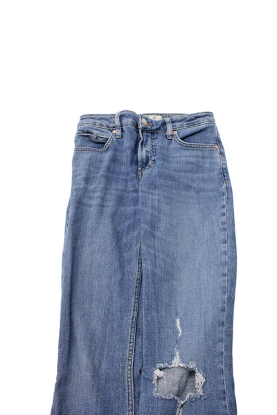 We The Free Womens Straight Jeans Blue Cotton Blend Mid Rise Size 24