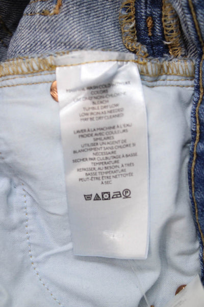 We The Free Womens Straight Jeans Blue Cotton Blend Mid Rise Size 24