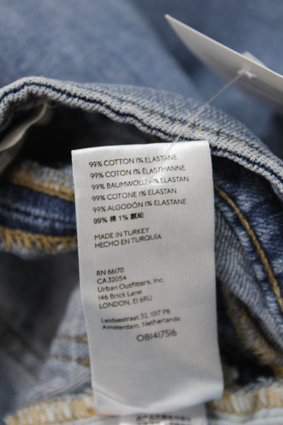 We The Free Womens Straight Jeans Blue Cotton Blend Mid Rise Size 24