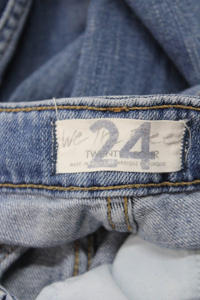 We The Free Womens Straight Jeans Blue Cotton Blend Mid Rise Size 24