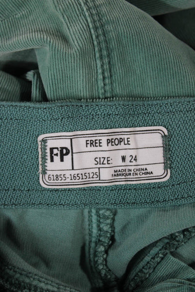 Free People Women Pants Green Cotton Pull On Inseam 31 Size 24