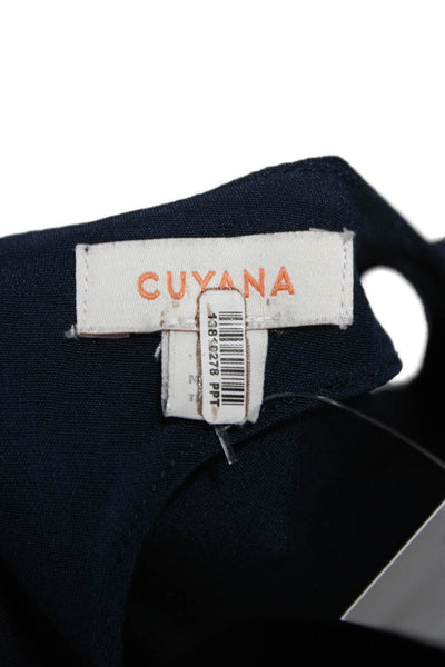 Cuyana Womens Shift Dress Silk Blue Short Sleeve Round Neck Knee Length Size M