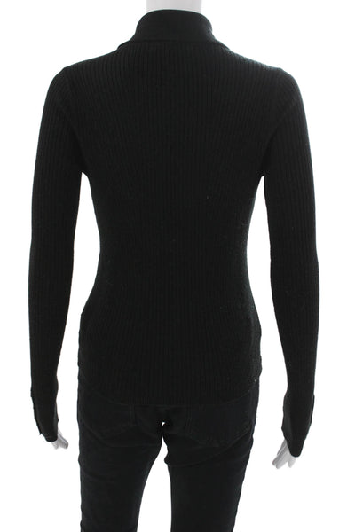 Paige Womens Basic Button-Up Black Collared Long Sleeve Acrylic Size S