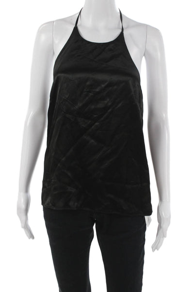 Rue Sophie Women Black Viscose Halter Tank Basic Sleeveless Size S