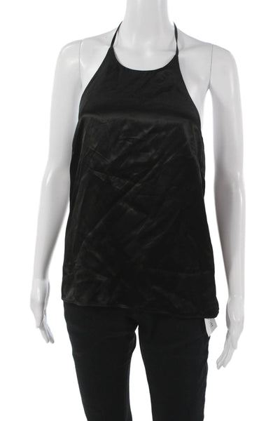 Rue Sophie Women Black Viscose Halter Tank Basic Sleeveless Size S