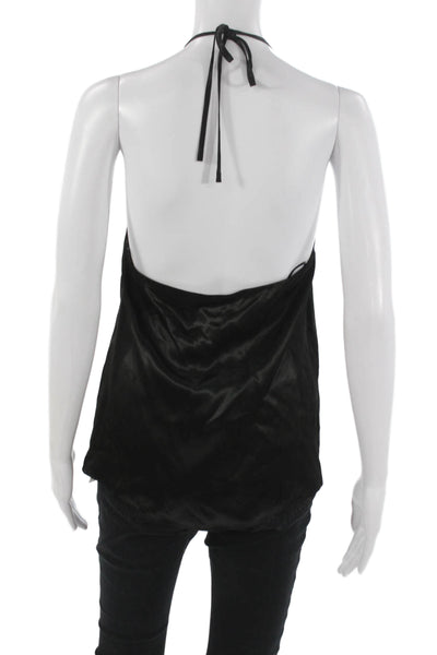 Rue Sophie Women Black Viscose Halter Tank Basic Sleeveless Size S