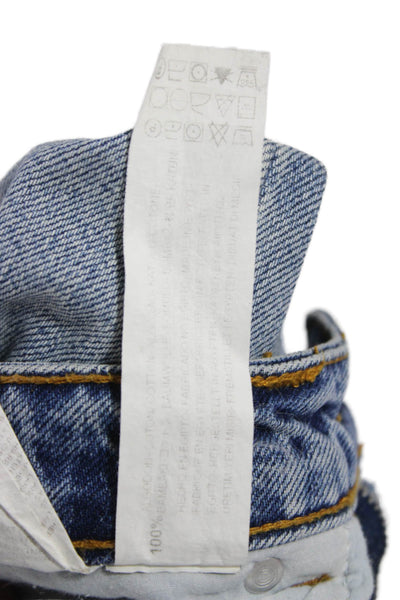 Zara Womens Wide Leg Jeans Blue 100% Cotton High Rise Button Size 4
