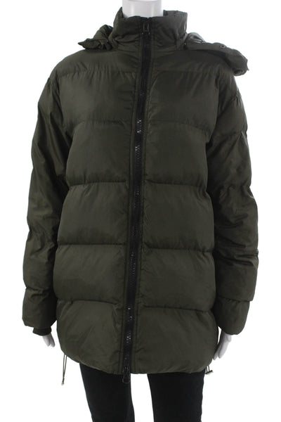 Walter Baker Women Green Puffer Jacket Zip 100% Nylon Long Sleeve Size XS